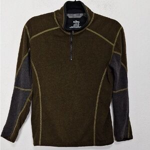 Kuhl Boys Dark Olive Kashmira Preppy Outdoor 1/4 Zip Fleece Jacket Size L